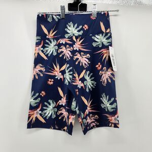 Walkpop Women's XS Blue Floral Athletic Cora Cozy Biker Shorts NWT